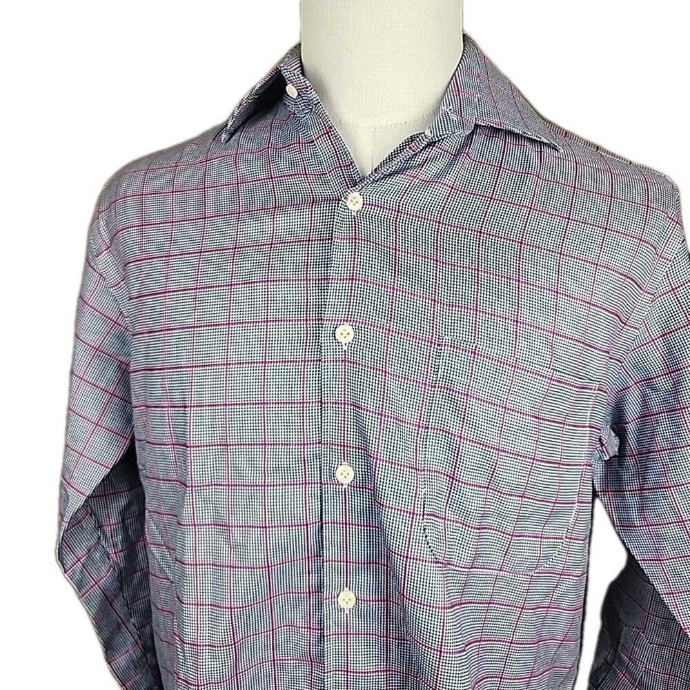 Peter Millar Nanoluxe Men’s Check Long Sleeve Button-Down Easy Care Shirt L